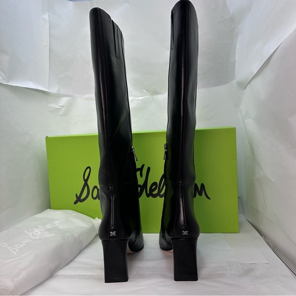Sam Edelman Sylvia Boot in Black leather knee high heeled pointed toe - Picture 5 of 10